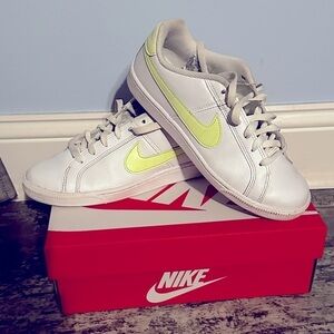Nike womens Court Royale Trainers, size 7,lime green and white